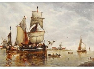 Boats In An Estuary — Paul Jean Clays