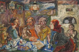 Peasants At A Table — David Davidovich Burliuk