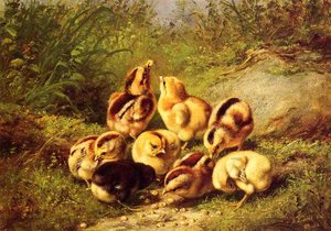 Chicks Rather Hard Fare'''' — Arthur Fitzwilliam Tait, Impressionism