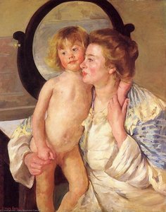 Mother And Child (also Known As The Oval Mirror) — Mary Stevenson Cassatt, American Impressionism