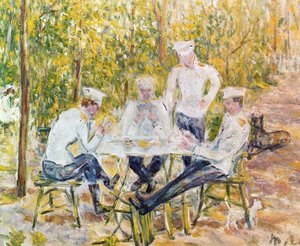 Soldiers Playing Cards — Mikhail Fiodorovich Larionov