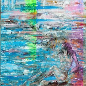 Fragmented Echoes of a Submerged Soul in Verdant and Lavender Strata