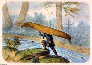 Untitled (also Known As Indian Portaging A Canoe) — Cornelius David Krieghoff