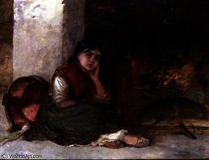 Girl by a Fireside
