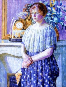 Woman Before A Fireplace — Louis Ritman, Impressionism