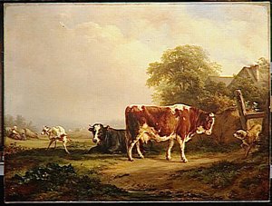 Paysage Et Animaux, Dit Aussi La Vache Au Chien — Jacques Raymond Brascassat, Romanticism