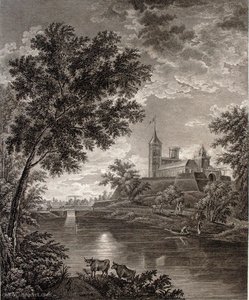 View of Pavlovsk fortress by moonlight