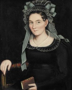 Portrait Of A Lady In Elaborate Lace Bonnet — Ammi Phillips