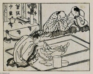 Sculptors Working At A Huge Wooden Lion — Katsushika Hokusai