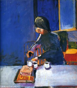 Girl and Three Coffee Cups