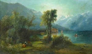Swiss Lake Scene — William Widgery