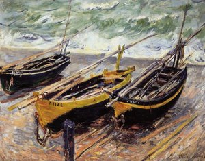 Tres Botes De Pesca — Claude Monet, Impressionism