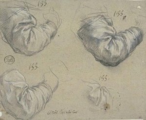 Four Studies Of Drapery On A Right Arm — Pietro Da Cortona