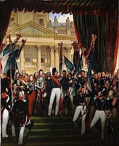 LE ROI DONNE LES DRAPEAUX A LA GARDE NATIONALE DE PARIS ET DE LA BANLIEUE.29 AOUT 1830