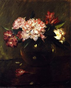 Peonies And Irises — William Merritt Chase, Impressionism