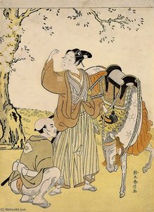 Young Samurai Viewing Cherry Blossoms As A Mitate Of Prince Kaoru — Suzuki Harunobu, Ukiyo-e