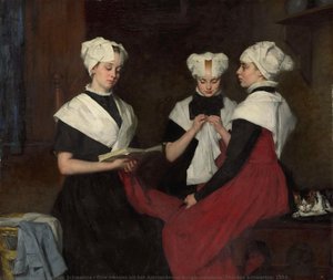 Drie Meisjes Uit Het Amsterdamse Burgerweeshuis, Thérèse Schwartze, 1885 — Thérèse Schwartze