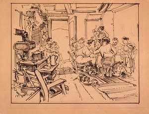 Kitchen Interior, Île D'orléans — Arthur Lismer