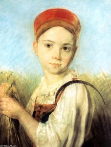 Peasant Girl With A Sickle In The Rye — Aleksej Venetsianov