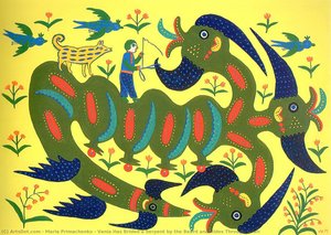 Vania Has Brided A Serpent By The Beard And Rides Through Town — Maria Primachenko