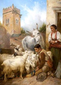 Feeding Goats In The Alhambra — Richard Ansdell