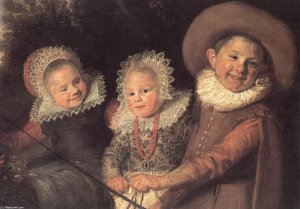 Three Children With A Goat Cart (detail) — Frans Hals I, Baroque