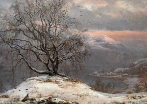 Slindebirken, Vinter — Johan Christian Claussen Dahl, Romantic Landscape Painting