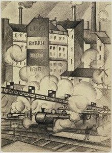 Study For The Departure Of The Train De Luxe — Christopher Richard Wynne Nevinson