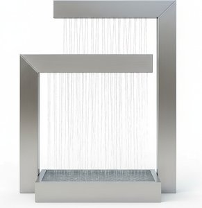 Stainless Steel Waterfall Fountain – Contemporary Garden Sculpture, Modern & Minimalist
