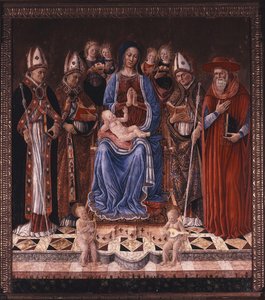 Madonna and Child Enthroned with Saints and Angels