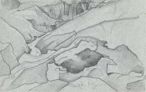 Sketch Of Rani Nulla River On Kulu Side Of Rohtang Pass — Nicholas Roerich