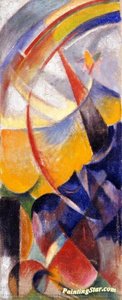 Mountain Landscape With Rainbow (left Hand Part Of Three Part Fire Screen) — Franz Marc, German Expressionism