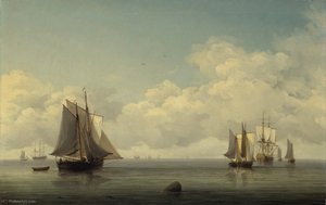 Fishing Boats In A Calm Sea — Charles Brooking