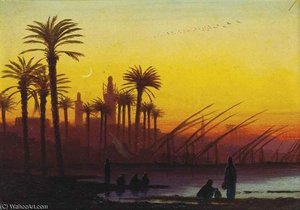 Sunset Over The Nile — Charles Théodore Frère Dit Frère Bey