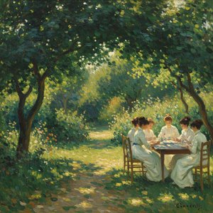 The Gilded Glade: A Study In Luminous Shadows — Marc Duvallier, Impressionism