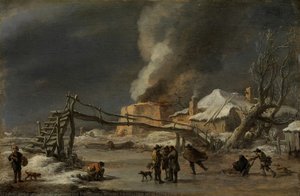 Winter Landscape With Lime Kiln — Nicolaes Pietersz Berchem