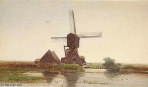 A Polderlandscape With A Windmill — Paul Joseph Constantine Gabriel
