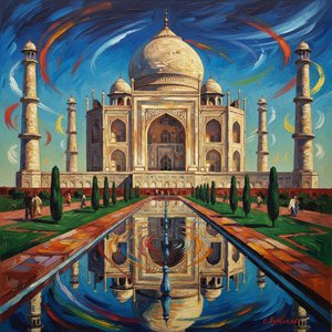 Ephemeral Resonance: Taj Mahal In Azure — Jacques Villedieu, Futurism