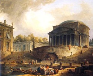 Vue Du Port De Ripetta, A Rome — Hubert Robert