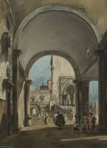 An Architectural Caprice — Francesco Lazzaro Guardi, Neapolitan Landscape Painting