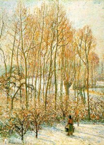 Morning Sunlighton The Snow, Eragny-sur-epte — Camille Pissarro, Impressionism