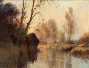 The River At Earlham, Norfolk — Edward Brian Seago, Impressionism