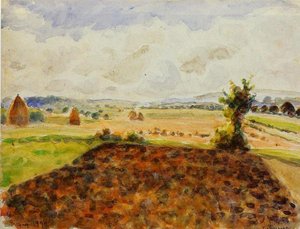 Landscape At Eragny, Clear Weather — Camille Pissarro, Impressionism
