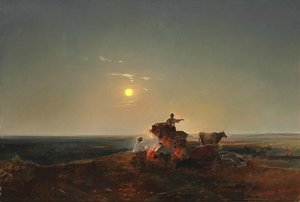 Nomads Around A Fire On The Plain In Moonlight — Алексей Кондратьевич Саврасов