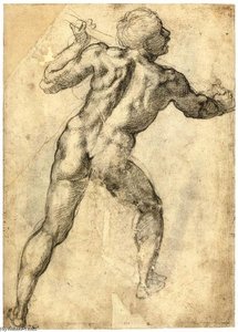 Male Nude, Seen From The Rear (recto) — Mihailo Anđelo, Renaissance Humanism