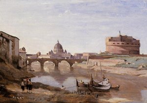 Rome - Castle Sant'angelo — Jean-baptiste-camille Corot, Plein-air Landscape