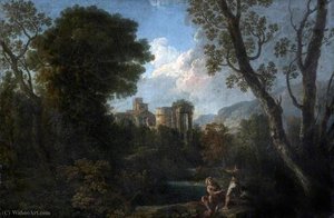 Classical Landscape With Ruins And Figures — Andrea Locatelli