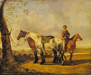 Horses Tied To A Tree — Abraham Pietersz Van Calraet, Dutch Golden Age