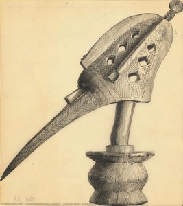 Ethnographic drawing - sculpture of 