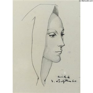 Visage De Femme Au Voile — Léonard Tsuguharu Foujita